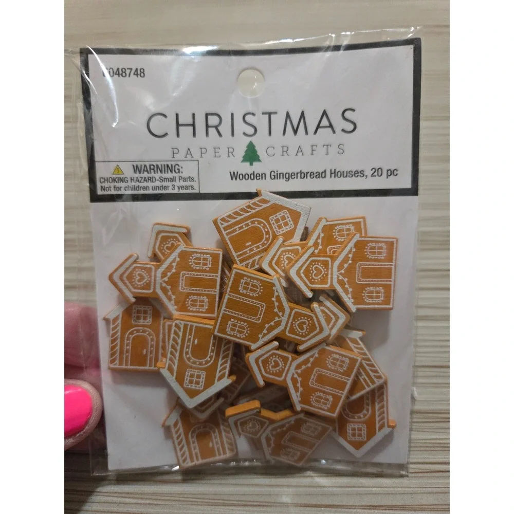 Wooden Gingerbread Houses 20 pc Christmas Holiday Craft Shapes Scrapbook Magnet
